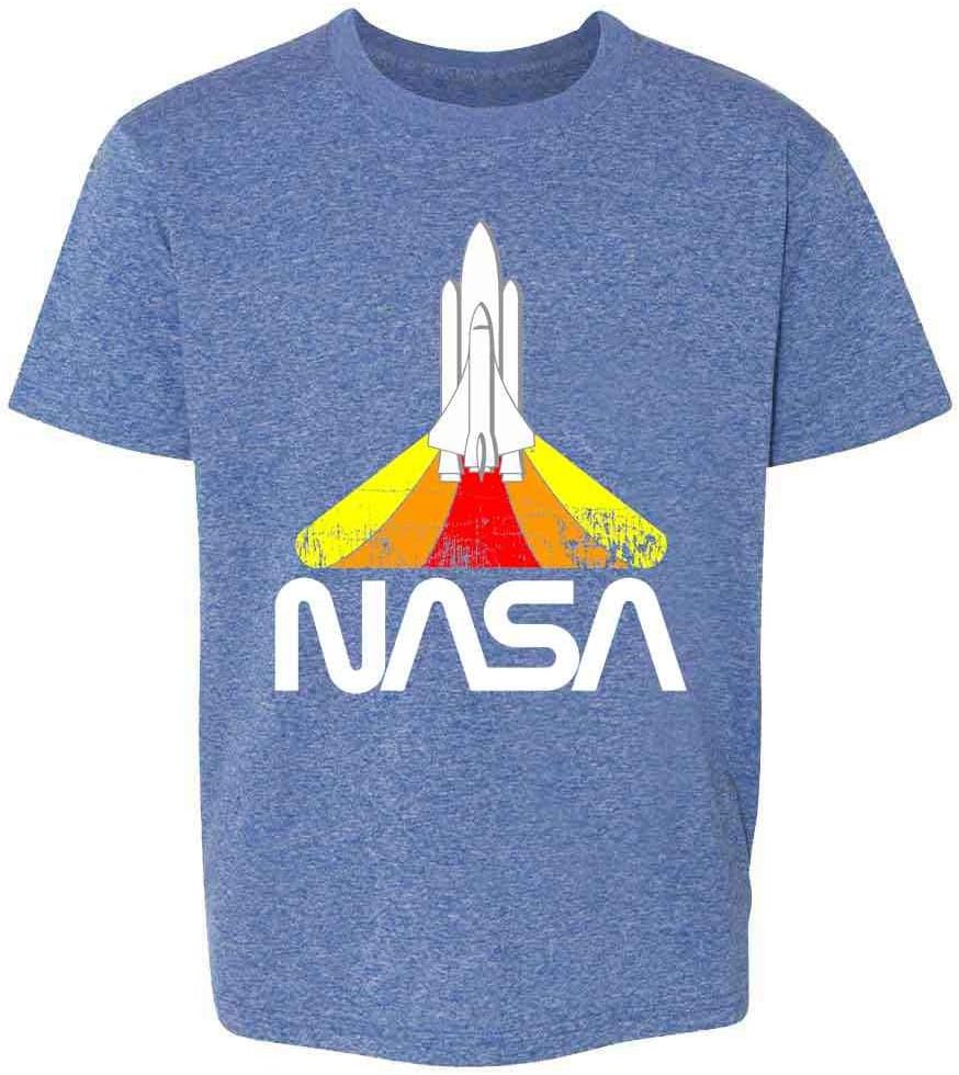 Pop Threads NASA Blast Off Retro Worm Logo Youth Kids Girl Boy T-Shirt