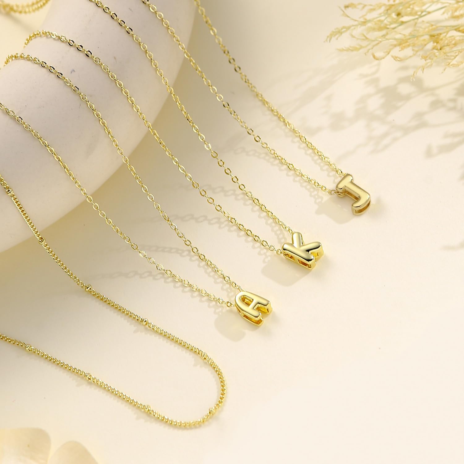 Valentines Day Gifts for Her - Bubble Letter Necklace Layered 14K Gold Plated Initial Necklaces for Women Dainty Cute Choker Pendant Stack Jewelry Fashion Accessories Teen Gift Trendy Stuff - Image 4