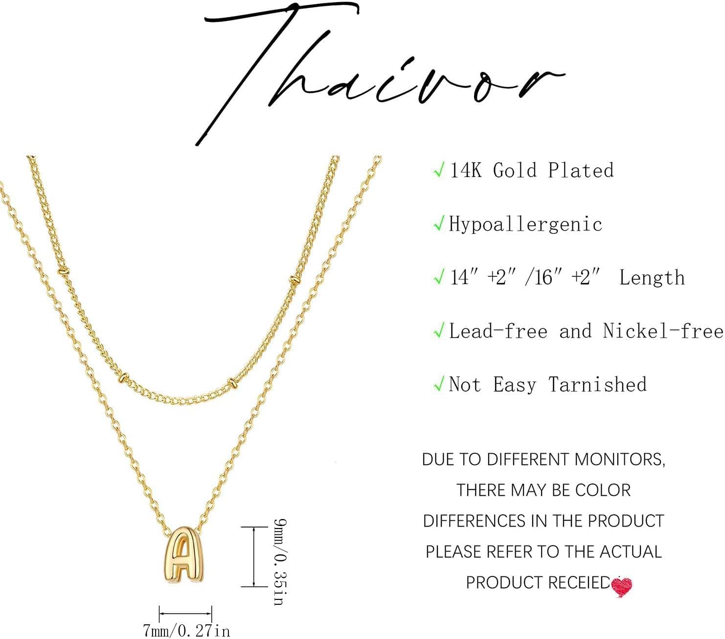 Valentines Day Gifts for Her - Bubble Letter Necklace Layered 14K Gold Plated Initial Necklaces for Women Dainty Cute Choker Pendant Stack Jewelry Fashion Accessories Teen Gift Trendy Stuff - Image 5