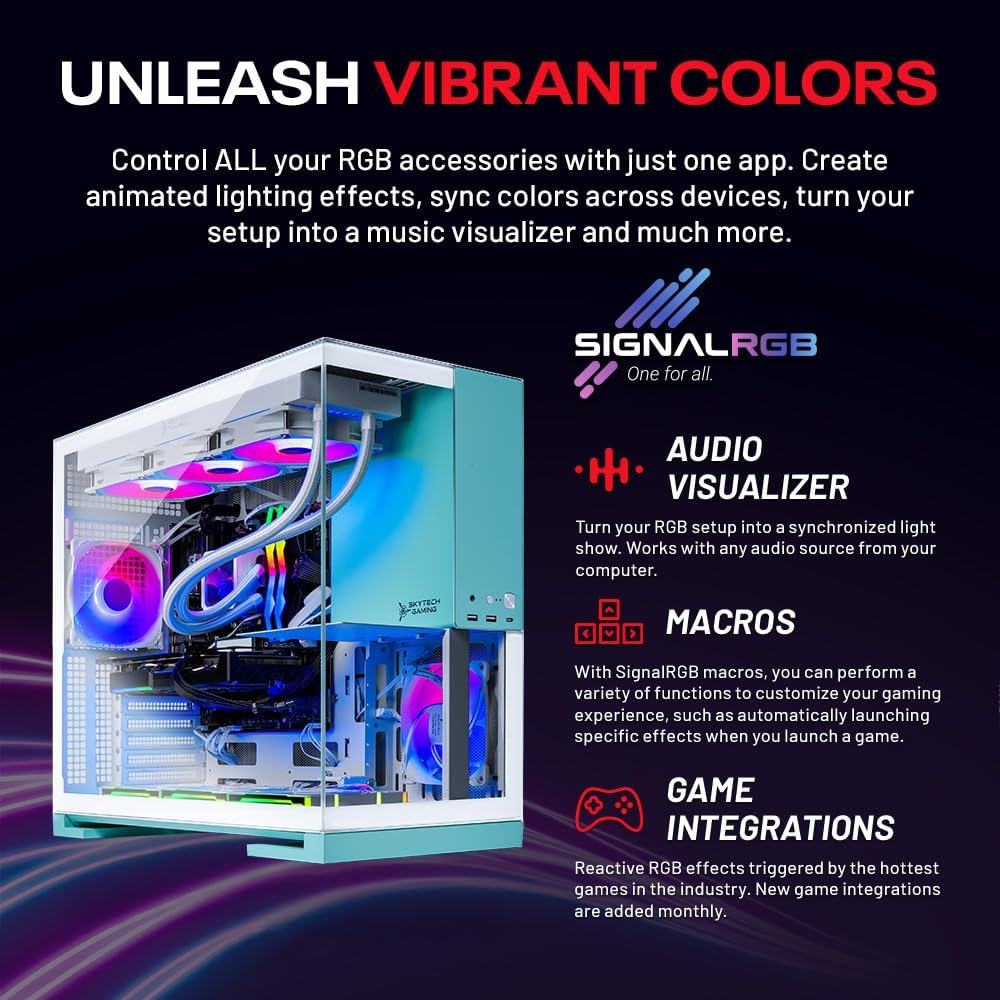 Skytech Gaming Aqua Desktop PC, Intel Ultra 7 265K 3.9 GHz(5.4 GHz Turbo), NVIDIA RTX 5060 Ti 16GB, 1TB NVMe SSD, 32GB DDR5 RAM 5200 RGB, 850W Gold ATX 3 PSU, 360mm ARGB AIO, Wi-Fi, Win 11 - Image 4