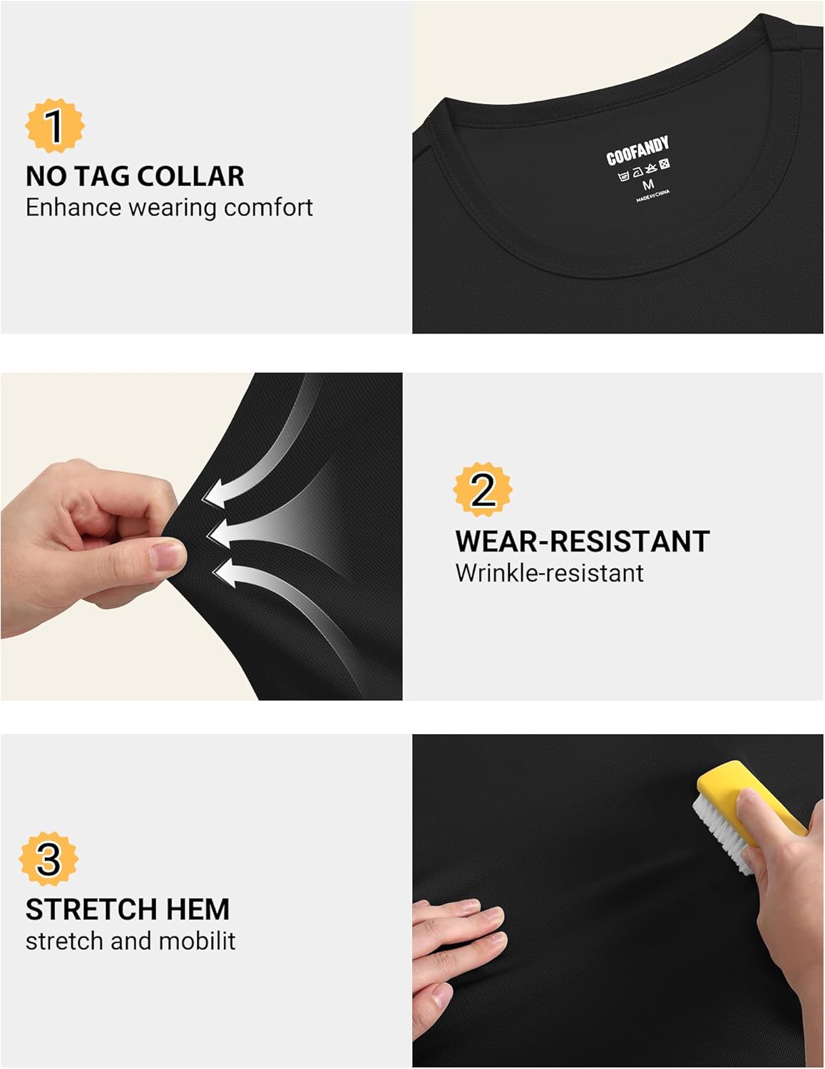 COOFANDY 3 Pack Men's Athletic T-Shirts Short Sleeve - Quick Dry Moisture Wicking Workout Shirts for Running, Gym, Casual - Image 5