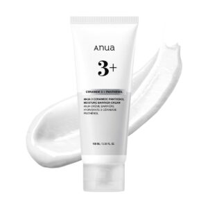 ANUA 3 Ceramide Panthenol Moisture Barrier Cream, Hydrating Daily Face Moisturizer for All Skin Types, Soothing, Non Comedogenic, with Centella for Skin Barrier, Korean Skincare, 3.38 fl oz.