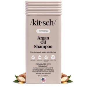 Kitsch Repairing Argan Oil Liquid Shampoo for Men and Women with Terabond™ – Argan Oil for Hair, Repairs & Renews Damaged, Weak, & Brittle Hair – Color-Safe, Clean Hair Care, Made in USA – 12 oz