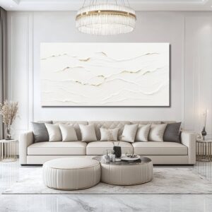 WINKAILIN White Painting Artwork Simple Decorative Pictures 29″x58″ Abstract Wall Art for Living Room Modern Wall Hanging Decor for Kitchen