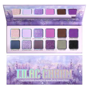 Purple Eyeshadow Palette, Pigmented Matte Shimmer Lavender Lilac Eye Shadow Pallet for Green Eyes,Bright Long Lasting Metallic Multichrome Violet Pink Makeup Pallet for Daily,Smoky,Carnival, Blendable