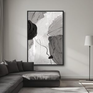 Extra Large Framed Abstract Wall Art for Living Room, Oversized Vertical Canvas Prints Paintings Artwork for Walls, Minimalist Black White Big Size Pictures for Hallway Entryway Wall Decor 40×60 In