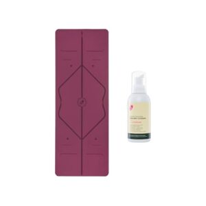 LIFORME Original Yoga Mat & Ultimate Everyday Yoga Mat Cleaner- Bundle Pack – Patented Alignment System, Eco-Friendly, Non-Slip Warrior-Grip, Thick, Sweat Resistant, Comfortable – Maroon