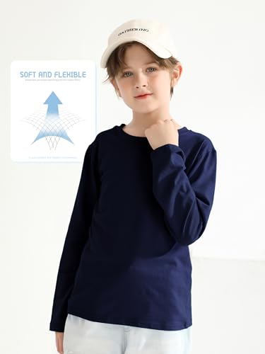 HoeVou 4 Pack Boys Long Sleeve Shirts Soft Cotton Basic Tees Youth Boys Long Sleeve T-Shirts Layering Shirts Tagless 5-6Y - Image 4