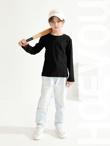 HoeVou 4 Pack Boys Long Sleeve Shirts Soft Cotton Basic Tees Youth Boys Long Sleeve T-Shirts Layering Shirts Tagless 5-6Y - Image 5