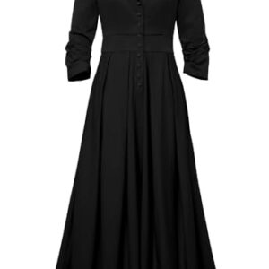 CHIC STAR Womens Ruffle Maxi Shirtdress S Black