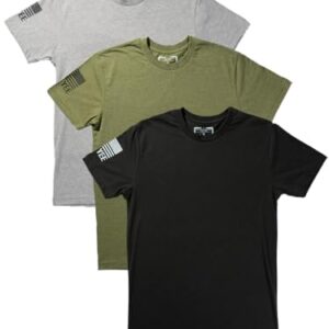 Yee Yee Apparel Essential T-Shirts for Men 3pk – Men’s T-Shirt Bundle with Crew Neck Plain Tees in Black, Grey, and Green (X-Large)