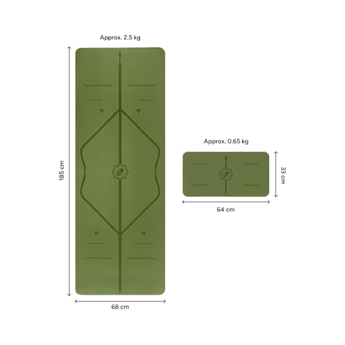 LIFORME Original Yoga Mat & Yoga Pad Bundle Pack – Patented Alignment System, Eco-Friendly, Non-Slip Warrior-Grip, Made with Natural Rubber, Thick, Sweat Resistant, Comfortable - Olive/Olive - Image 2