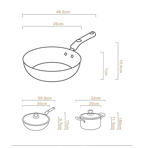 HSIJYGX 3 Piece Cookware Set Household Pot Wok Frying Soup Nonstick Kitchen Combination - Image 2