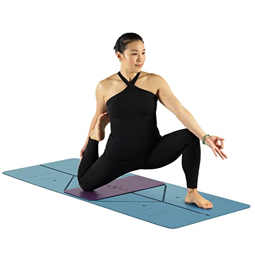LIFORME Original Yoga Mat & Yoga Pad Bundle Pack – Patented Alignment System, Eco-Friendly, Non-Slip Warrior-Grip, Made with Natural Rubber, Thick, Sweat Resistant, Comfortable - Purple/Purple - Image 9