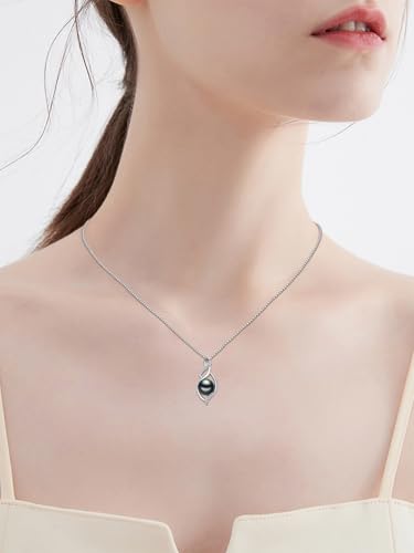 KANNSOAR Tahitian Black Pearl AAAA 18K Gold Plated Sterling Silver Pendant Necklace for Women Wife Mom Girlfriend Valentine Her Jewelry Gift for Anniversary Birthday Christmas (Trendy D, White-Gold) - Image 2