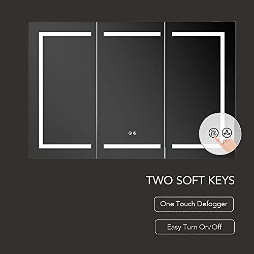 Blossom 48 Inch LED Medicine Cabinet with Mirror Lights, LED Lighted Bathroom Medicine Cabinet - Recessed or Surface Mount with Built-in Defogger, 3 Color Dimmer - Makeup Mirror - Image 4