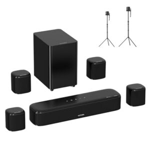 ULTIMEA 7.1CH Sound Bar with Dolby Atmos, Bundle with Adjustable Speaker Stands Pair, Compatible with Aura/Poseidon/Skywave Series, 350W Home Theater System for Smart TV