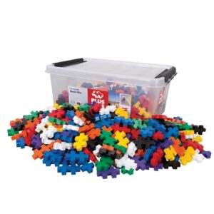 PLUS PLUS BIG – Open Play Set – 600 Piece in Storage Tub- Basic Color Mix, Construction Building Stem Toy, Interlocking Large Puzzle Blocks for Toddlers and Preschool