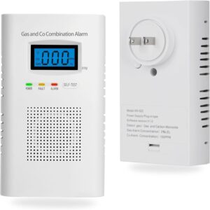 Plug in Combination Gas & Carbon Monoxide Detectors – Natural Gas Detectors & Carbon Monoxide Alarm for Home, Co Detector & Gas Detectors with Digital Display,Holds 9V Battery (not Included)