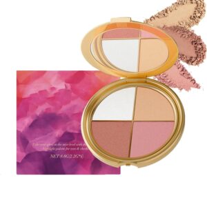 Eye & Cheek Palette – Eyeshadow and Highlighter Makeup, Face Highlighter Palette for Women, Multitasking Blush, Highlighting Eye & Cheek Palette, 4-In-1Makeup Palettes Kit