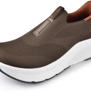 JACKSHIBO Mens Slip in Free up Hands Shoes Wide Toe Box Arch Support Orthopedic Walking Sneakers Cushioned Thick Zero Drop Sole Metatarsal Pads