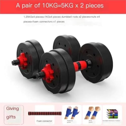 Adjustable Rubber-Coated Dumbbell Set 60kg, Cast Iron, Ergonomic Design, Versatile for Home Gym, Barbell Conversion, Weight Options (10kg-100kg), Red(40kg) - Image 8