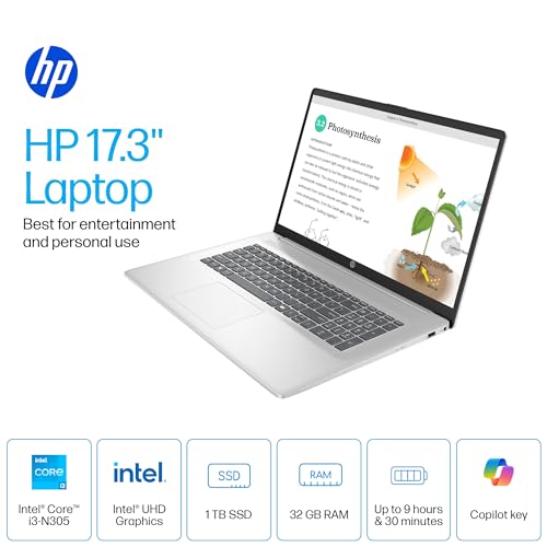 HP 17 Inch Laptop Computer for Business & Students 2025, 17.3" HD+ Display, Intel 8-Core i3 Processor, 32 GB RAM, 1 TB SSD, Copilot AI Key, Long Battery Life, Wi-Fi 6, Windows 11 Pro, Accessory Kit - Image 2
