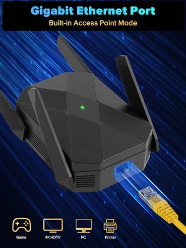 2026 AX3000 WiFi 6 Extender, WiFi Extender Signal Booster-Dual Band (2.4G/5.8G), Long Range WiFi Booster with Gigabit Ethernet Port, Access Point, No Required App, Easy Setup and Faster Speed (Black) - Image 4