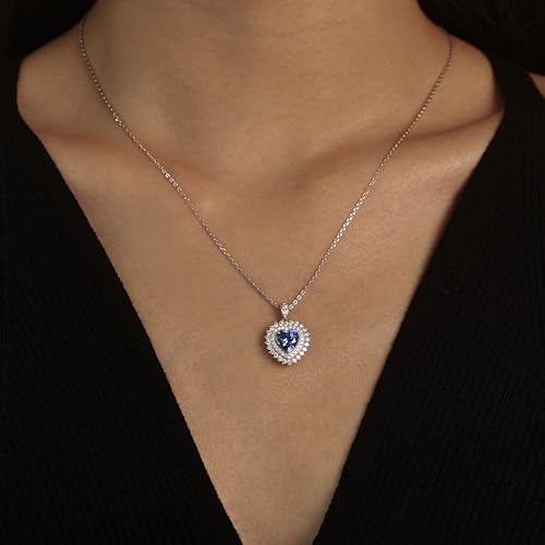 StiloVero Heart of the Ocean Necklace – Lab-Grown Blue Sapphire & Moissanite Pendant, 18K White Gold Plated 925 Sterling Silver, Titanic Inspired Jewelry Gift for Women - Image 5