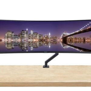 Samsung S95UA 49-inch Curved 1440P Dual QHD 120Hz IPS LCD ViewFinity Monitor with USB-C, Ethernet, Dock, DisplayPort, HDMI, USB Hub, Speakers – Desk Mount Monitor Stand (S49A950UIN), black