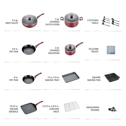 THJKUPO 21-Piece Nonstick Cookware Set, Black kitchen cookware set pots and pans - Image 2