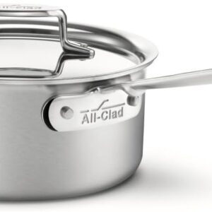 All-Clad D5 5-Ply Stainless Steel Sauce Pan 3 Quart Induction Oven Broiler Safe 600F Pots and Pans, Cookware Silver