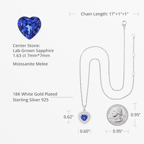 StiloVero Heart of the Ocean Necklace – Lab-Grown Blue Sapphire & Moissanite Pendant, 18K White Gold Plated 925 Sterling Silver, Titanic Inspired Jewelry Gift for Women - Image 4