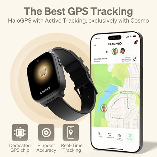 JrTrack 5 Kids Smart Watch by Cosmo | Best Kid-Safe Phone Watch | Precision Real-Time GPS Tracking | Call, Text, Activity, School Settings | Spotify Music | Parental Controls | SOS & Safety Alerts - Image 3