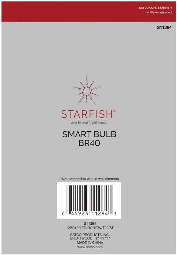 Satco S11284 Starfish WiFi-Control BR40 LED Color-Changing and Tunable White Smart Light Bulb, 12 Watts, 2700K-5000K - Image 2