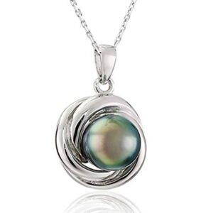CHAULRI Love Knot Tahitian Black Pearl Pendant Necklace 18K Gold Plated 925 Sterling Silver- Birthday Anniversary Jewelry Gifts for Women Wife Mom Daughter