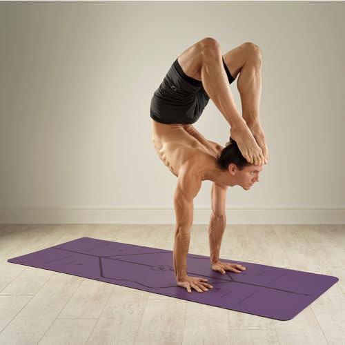 LIFORME Original Yoga Mat & Yoga Pad Bundle Pack – Patented Alignment System, Eco-Friendly, Non-Slip Warrior-Grip, Made with Natural Rubber, Thick, Sweat Resistant, Comfortable - Purple/Purple - Image 3