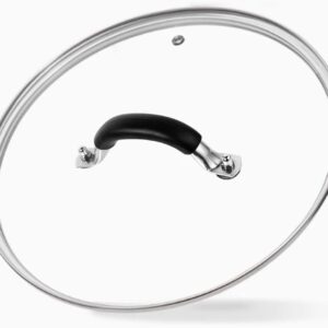 12 Inch Tempered Glass Lid for Lodge 12″ Cast Iron Skillets & 7QT Dutch Ovens -Stainless Steel Handle and Rim (12 INCH LID)