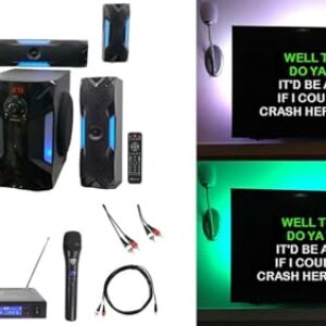 Rockville Bluetooth Home Theater Karaoke Machine System w/8″ Sub + Wireless Mics