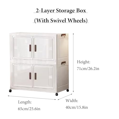 RUJHGL Foldable Storage Bins with Lids High-Capacity Storage Bins Thickening Plastic Stackable Storage Bins with Doors and Wheels - Image 2