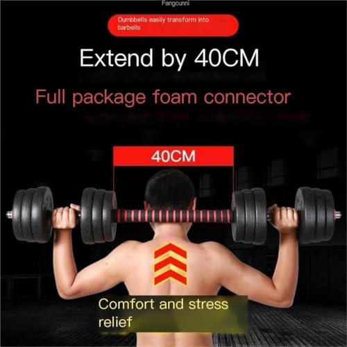 Adjustable Rubber-Coated Dumbbell Set 60kg, Cast Iron, Ergonomic Design, Versatile for Home Gym, Barbell Conversion, Weight Options (10kg-100kg), Red(40kg) - Image 3