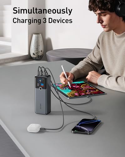 SIXTHGU Laptop Power Bank, 20000mAh 3-Ports Portable Charger with 140W Fast Charging, Smart Display, for Outdoor, Compatible with iPhone 16/15/14 Series, Samsung, MacBook, iPad, and More,Blue - Image 5