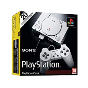 Sony Playstation Classic Console with 20 Playstation Games Pre-Installed Holiday Bundle, Includes Final Fantasy VII, Grand Theft Auto, Resident Evil Director’s Cut and More