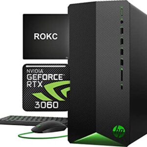 [Geforce RTX 3060] 2022 HP Pavilion Gaming Desktop PC, 32GB RAM, 1TB SSD+2TB HDD, Intel i5-10400F, Wired Mouse & Keyboard, Bluetooth, Wi-Fi, USB Type-C, Display Port, HDMI, Windows 11, Mouse Pad