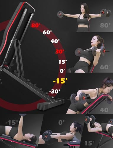 LINODI Adjustable Weight Bench for Home Gym,Foldable Incline Decline Flat Workout Bench for Full Body Strength Training, Dumbbell Press & Ab Exercises - Image 8