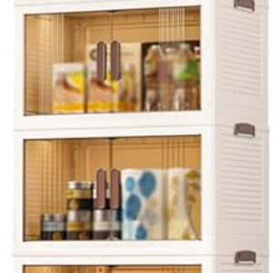 Foldable Stackable Plastic Storage Bins with Wheels – Large 65x40x42cm Portable Organizer for Bedroom, Office & Closet – Easy Carry Handles for Efficient Storage Solu