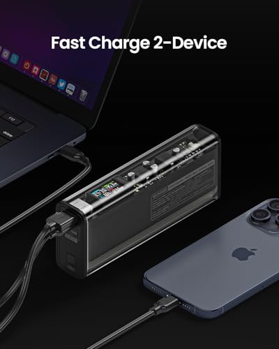 SHARGEEK 140 Power Bank, 140W Output 20000mAh Portable Charger with Screen Display, Transparent, USB C& USB A Port Laptop Power Bank for iPhone 17/16/15/14 Series MacBook Steam Deck - Image 6