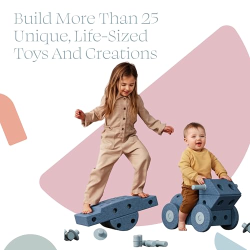 PLAYSMOL MODU Dreamer Set – Large Building Blocks for Toddlers & Kids, 25 Different Creations, Children Toys & Gifts, Easy Assembly and Responsibly Made (Green) - Image 2