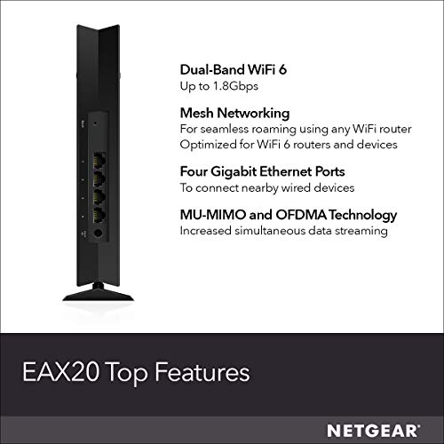 NETGEAR WiFi 6 Mesh Range Extender (EAX20) - Add up to 1,500 sq. ft. and 20+ Devices with AX1800 Dual-Band Wireless Signal Booster & Repeater (up to 1.8Gbps Speed), Plus Smart Roaming - Image 5
