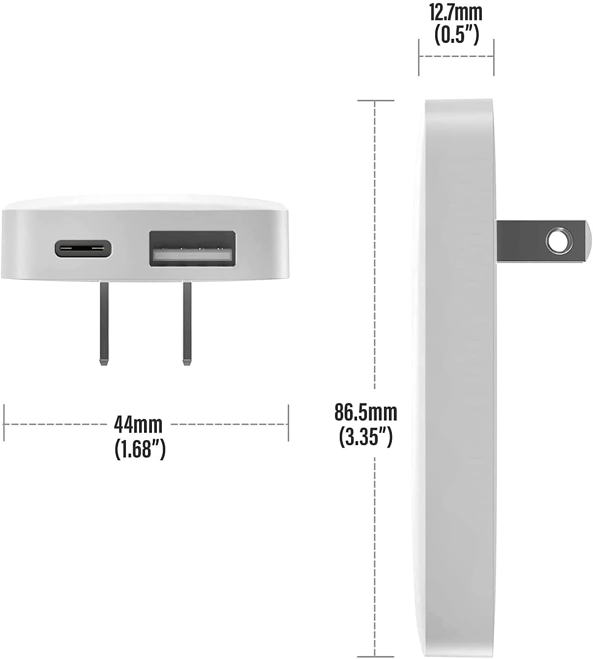 Type C Flat Wall Charger, Galvanox Ultra Slim (Multi-Port Power Adapter) for iPhone 13/14/15/16 iPhone 17 Pro/Max and Samsung Galaxy Models, 20W Fast Charging Outlet Plug (Dual USB-C USB-A) - Image 6